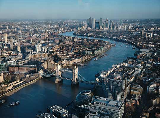 Aerial view of Central London